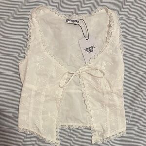 Princess Polly Ivory Lace-Edged Blouse